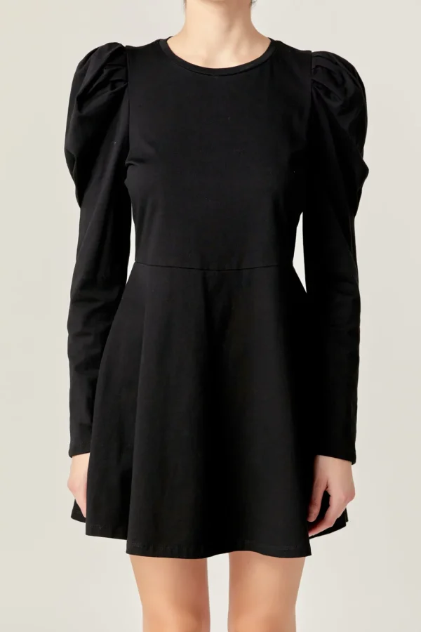 ENGLISH FACTORY Tops*- Long Puff Sleeve Mini Dress