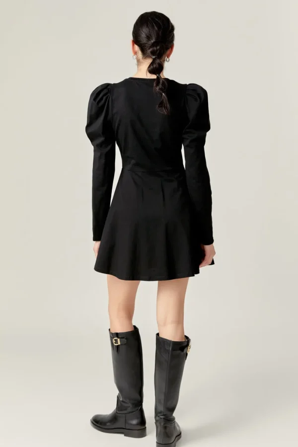 ENGLISH FACTORY Tops*- Long Puff Sleeve Mini Dress