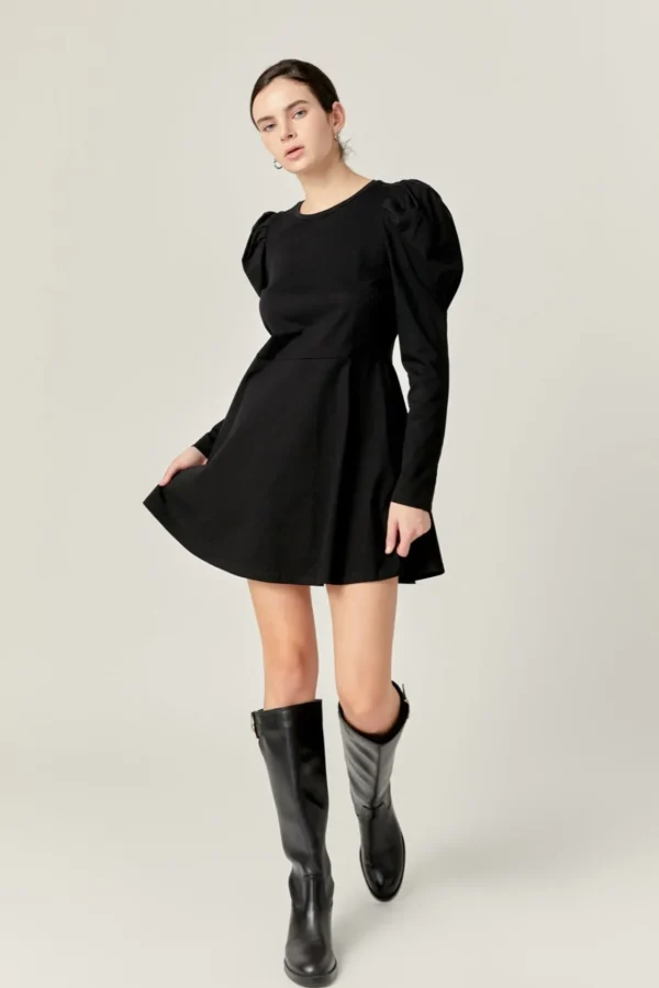 ENGLISH FACTORY Tops*- Long Puff Sleeve Mini Dress