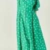 ENGLISH FACTORY Tops*- Lovelyn Heart Print Midi Dress GREEN
