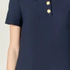ENGLISH FACTORY Tops*- Luna Polo Shirt Mini Dress NAVY