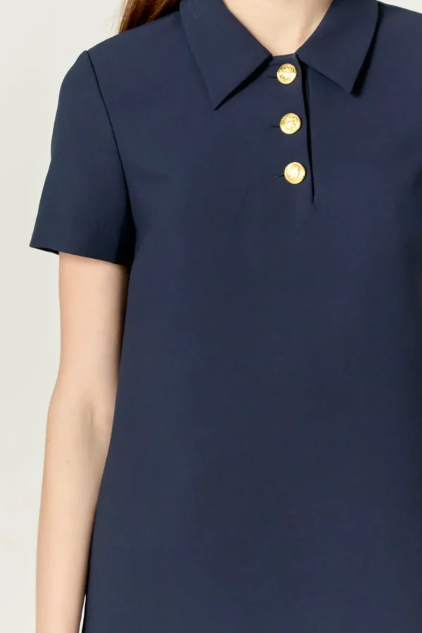 ENGLISH FACTORY Tops*- Luna Polo Shirt Mini Dress NAVY