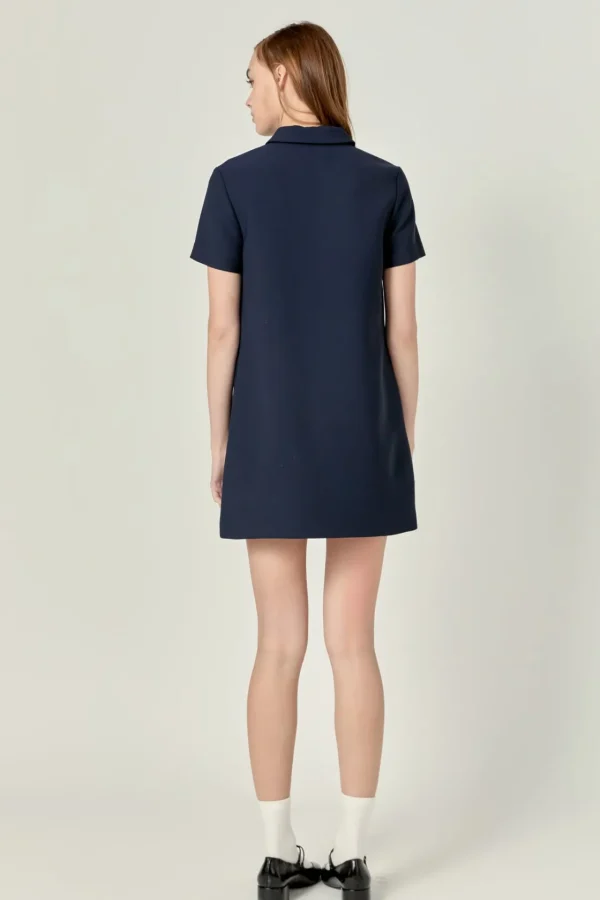ENGLISH FACTORY Tops*- Luna Polo Shirt Mini Dress NAVY