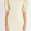 ENGLISH FACTORY Tops*- Metallic Plaid Mini Dress with Back Buttons YELLOW