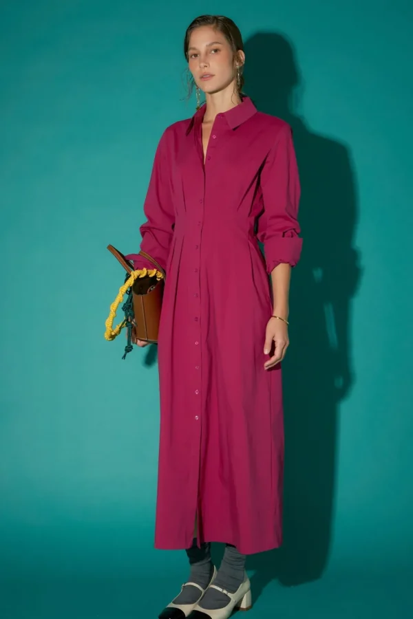 ENGLISH FACTORY Tops*- Midi Shirt Dress PLUM