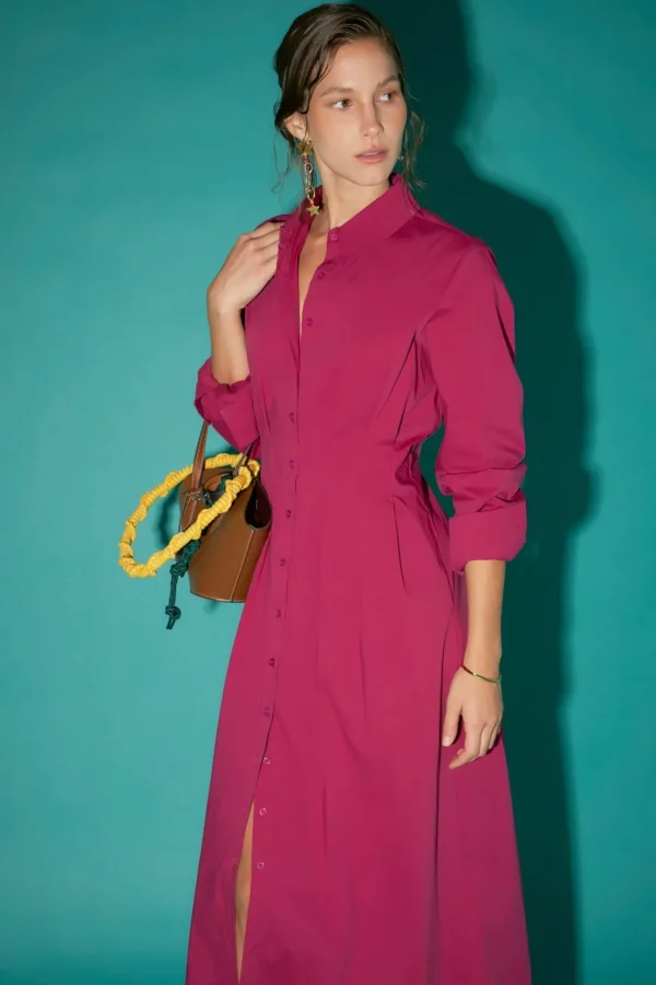 ENGLISH FACTORY Tops*- Midi Shirt Dress PLUM