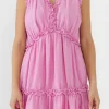 ENGLISH FACTORY Tops*- Mini Dress with Ruffle PINK
