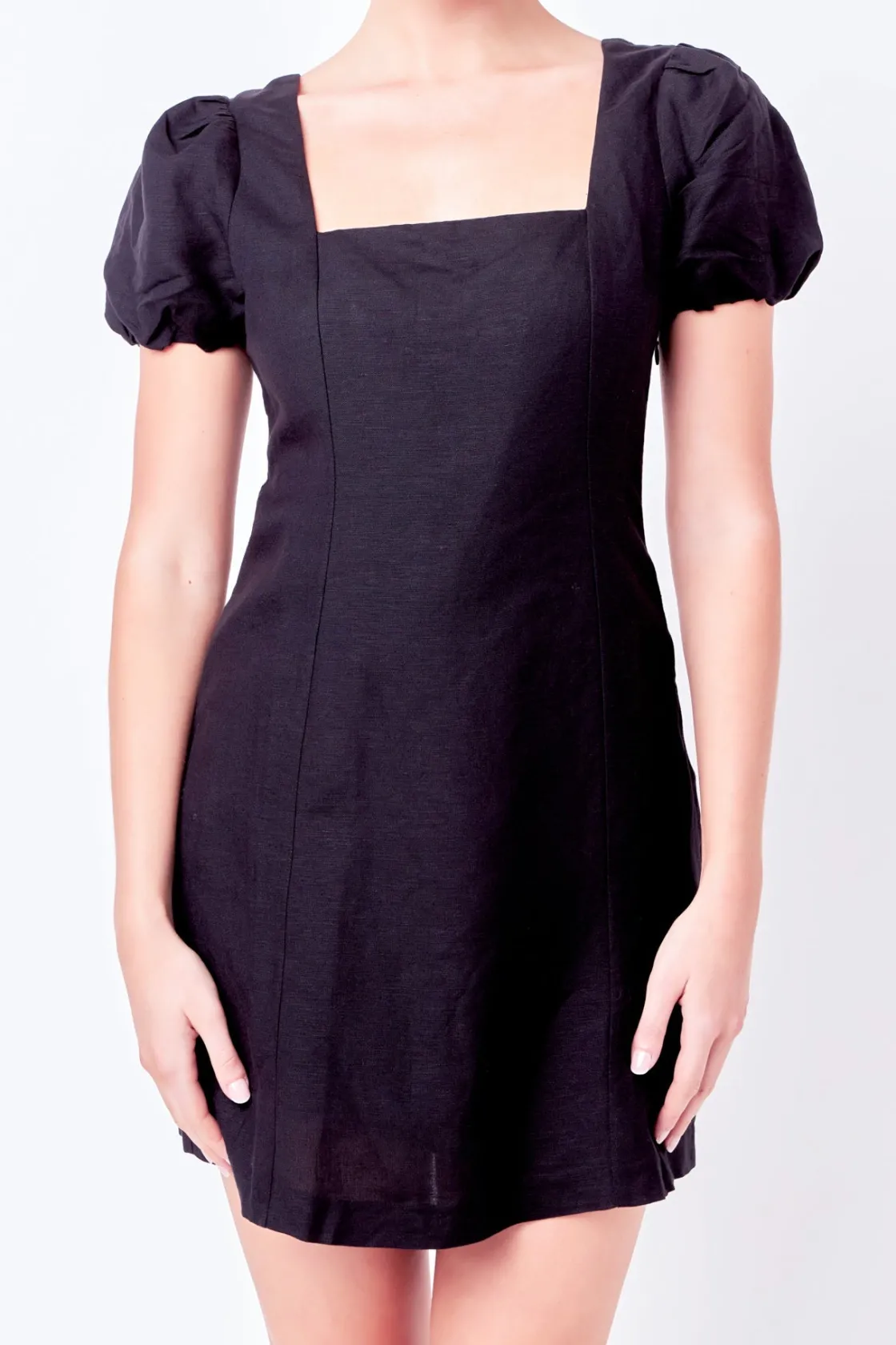 english_factory__mini_dre_0-2.webp ENGLISH FACTORY Tops*- Mini Dress with Strappy Back Detail BLACK