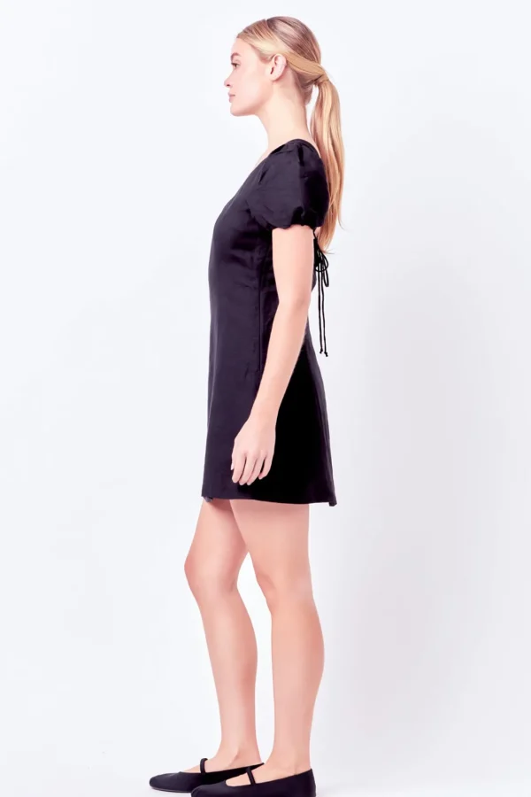 ENGLISH FACTORY Tops*- Mini Dress with Strappy Back Detail BLACK