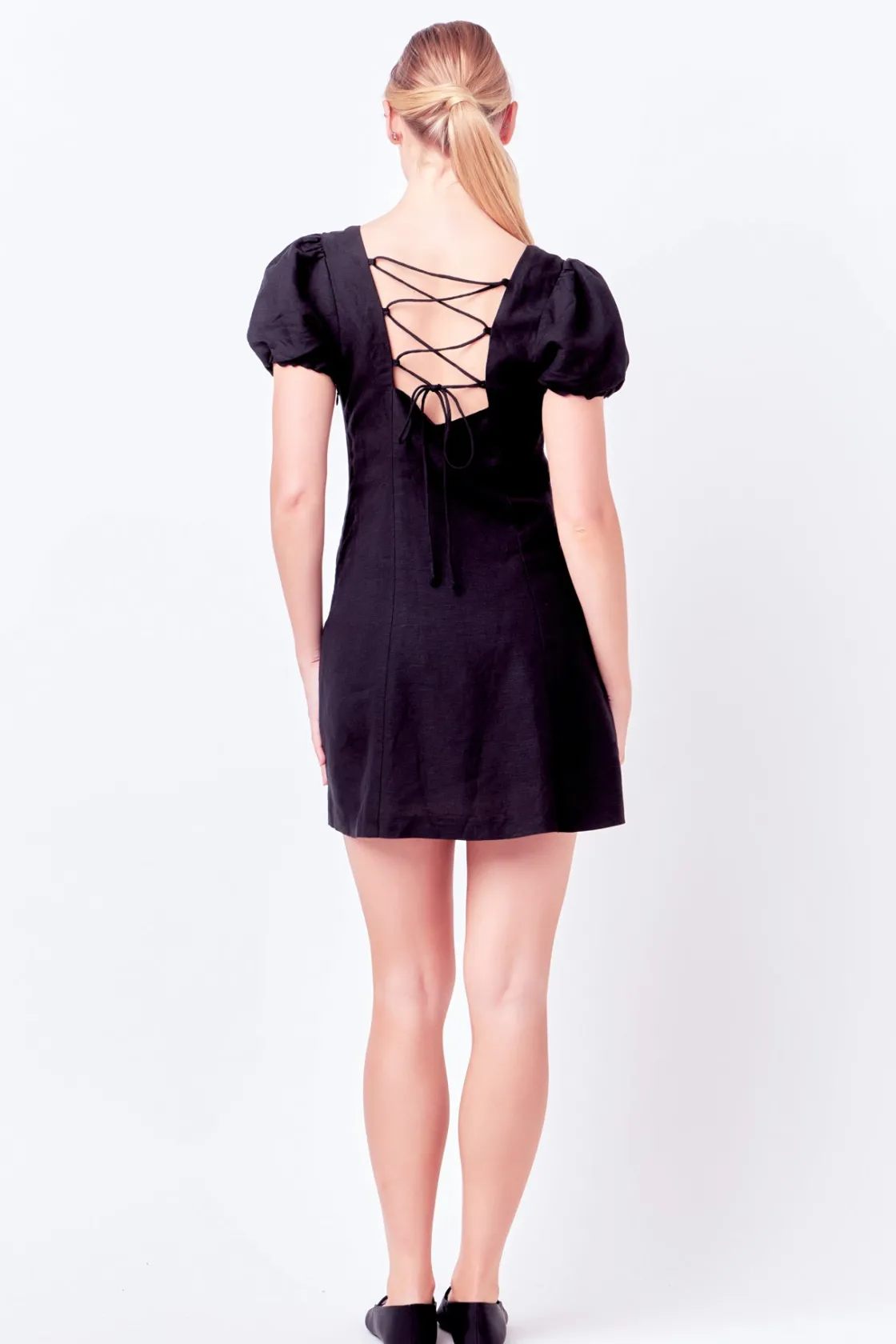 english_factory__mini_dre_2-2.webp ENGLISH FACTORY Tops*- Mini Dress with Strappy Back Detail BLACK