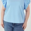 ENGLISH FACTORY Tops*- Mixed Media T-shirt POWDERBLUE