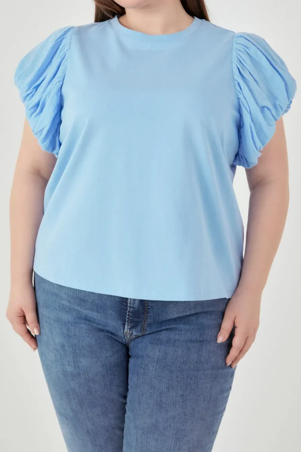 ENGLISH FACTORY Tops*- Mixed Media T-shirt POWDERBLUE