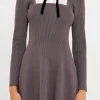 ENGLISH FACTORY Tops*- Mixed Media Fit and Flare Sweater Dress