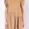 ENGLISH FACTORY Tops*- Mixed Media Ruffled Detail Mini Dress