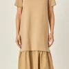 ENGLISH FACTORY Tops*- Mixed Media Tee Maxi Dress TAN