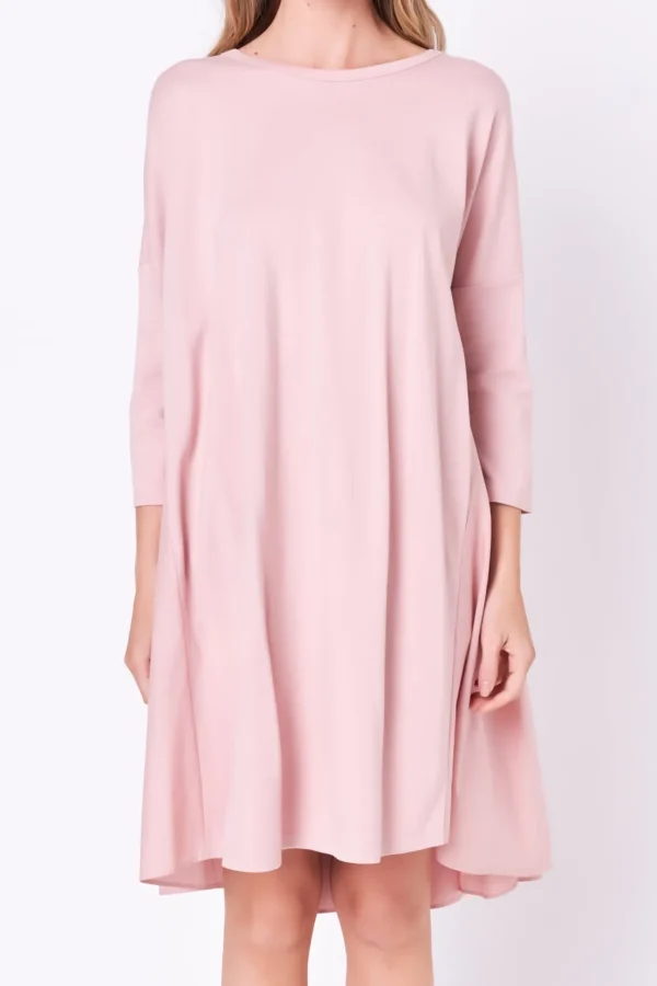 ENGLISH FACTORY Tops*- Mixed Media High & Low Mini Dress