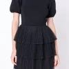 ENGLISH FACTORY Tops*- Mixed Media Mini Dress BLACK