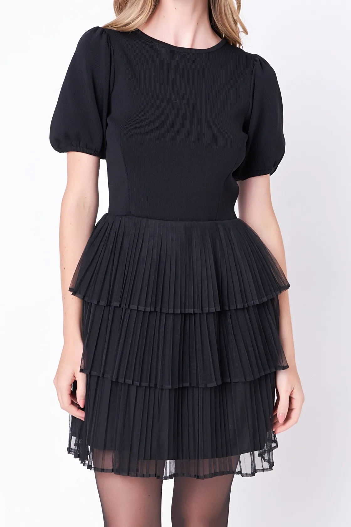 english_factory__mixed_me_0-8.webp ENGLISH FACTORY Tops*- Mixed Media Mini Dress BLACK