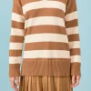ENGLISH FACTORY Tops*- Mixed Media Stripe Pleated Mini Dress