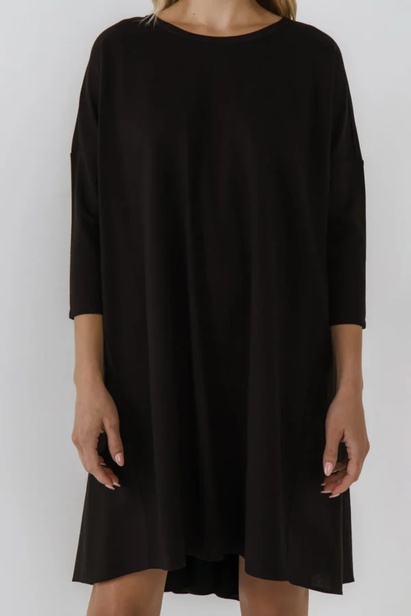 ENGLISH FACTORY Tops*- Mixed Media High & Low Mini Dress