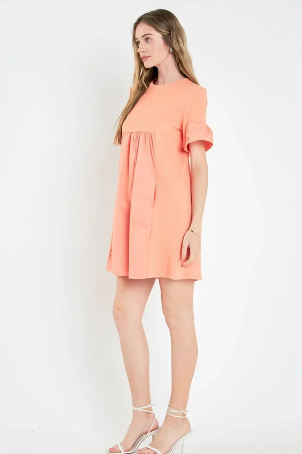 ENGLISH FACTORY Tops*- Mixed Media Ruffled Short-Sleeve Mini Dress