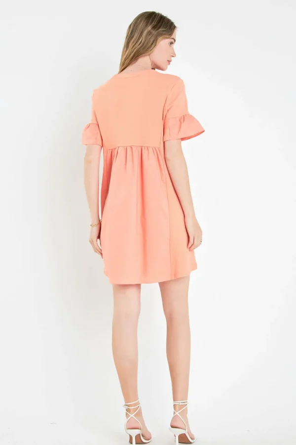 ENGLISH FACTORY Tops*- Mixed Media Ruffled Short-Sleeve Mini Dress