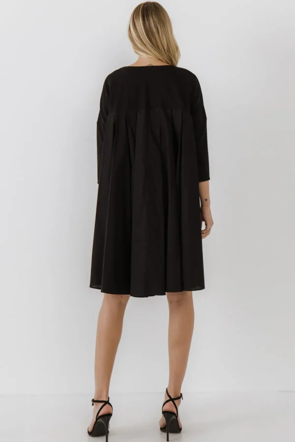 ENGLISH FACTORY Tops*- Mixed Media High & Low Mini Dress