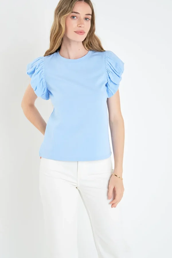 ENGLISH FACTORY Tops*- Mixed Media T-shirt