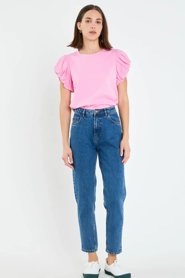 ENGLISH FACTORY Tops*- Mixed Media T-shirt