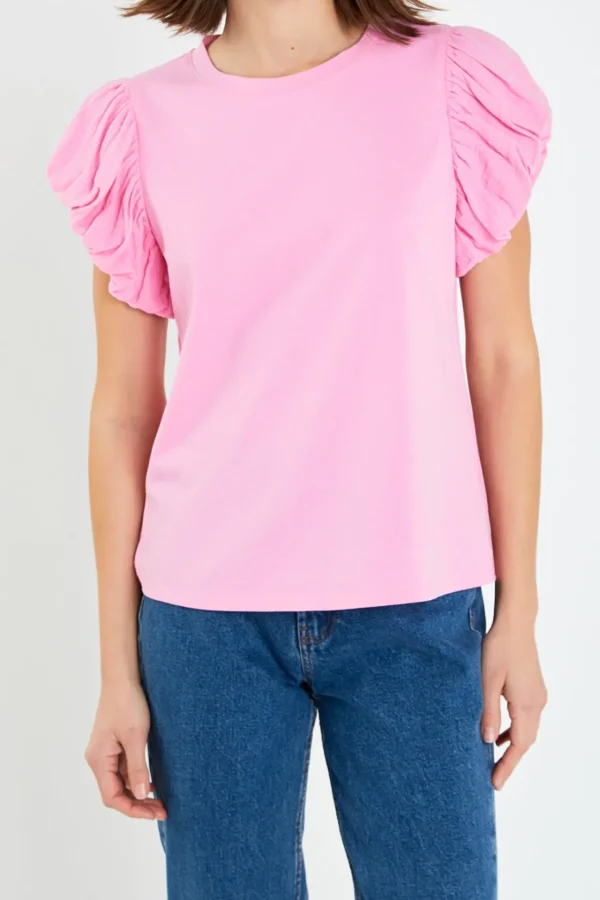 ENGLISH FACTORY Tops*- Mixed Media T-shirt