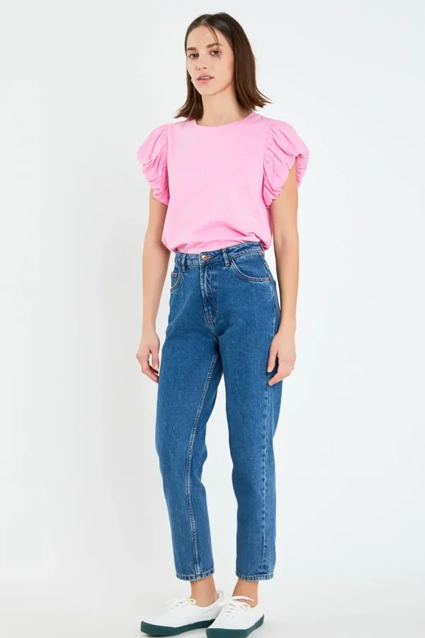 ENGLISH FACTORY Tops*- Mixed Media T-shirt