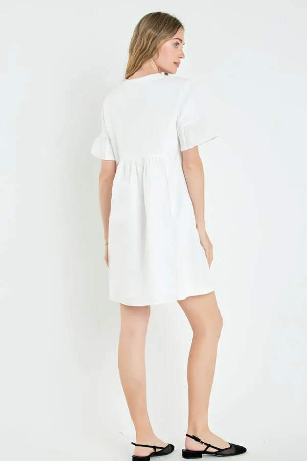 ENGLISH FACTORY Tops*- Mixed Media Ruffled Short-Sleeve Mini Dress