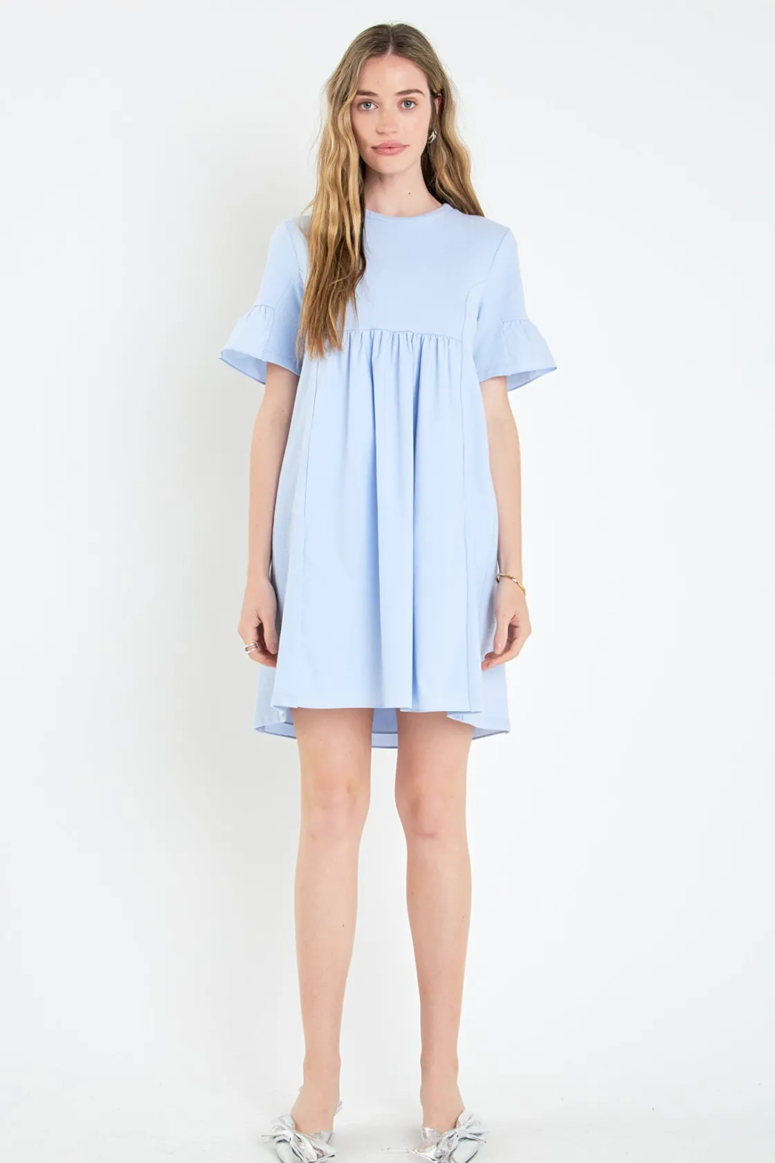 english_factory__mixed_me_19-1.webp ENGLISH FACTORY Tops*- Mixed Media Ruffled Short-Sleeve Mini Dress