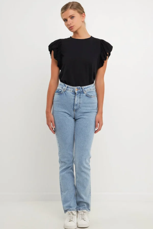ENGLISH FACTORY Tops*- Mixed Media T-shirt
