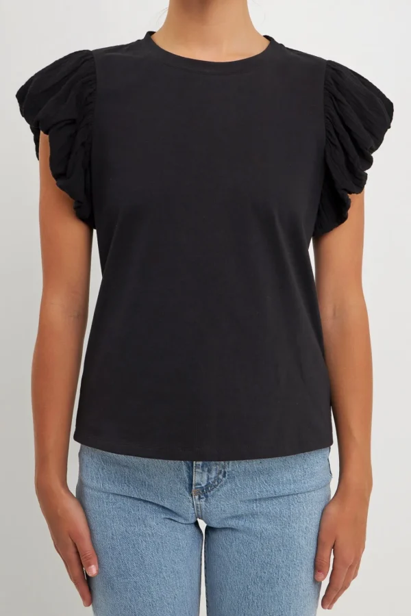 ENGLISH FACTORY Tops*- Mixed Media T-shirt