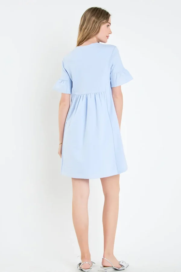 ENGLISH FACTORY Tops*- Mixed Media Ruffled Short-Sleeve Mini Dress