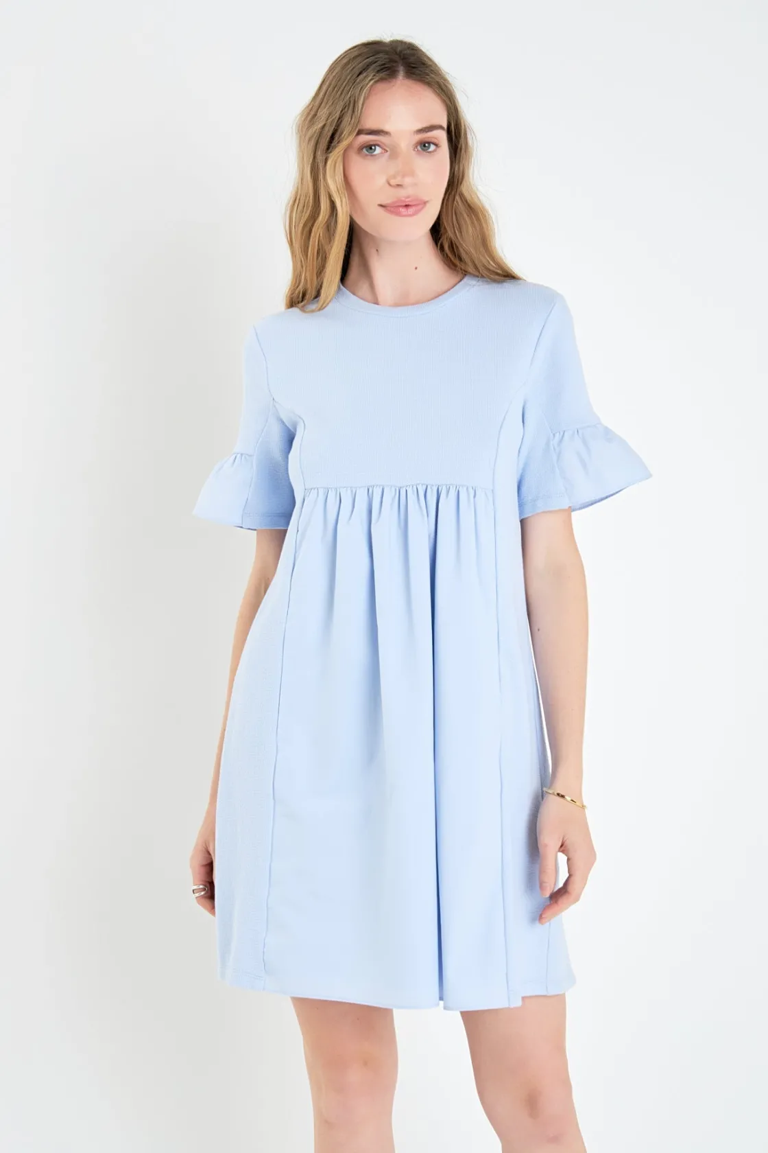 english_factory__mixed_me_23-1.webp ENGLISH FACTORY Tops*- Mixed Media Ruffled Short-Sleeve Mini Dress