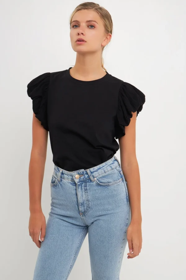 ENGLISH FACTORY Tops*- Mixed Media T-shirt