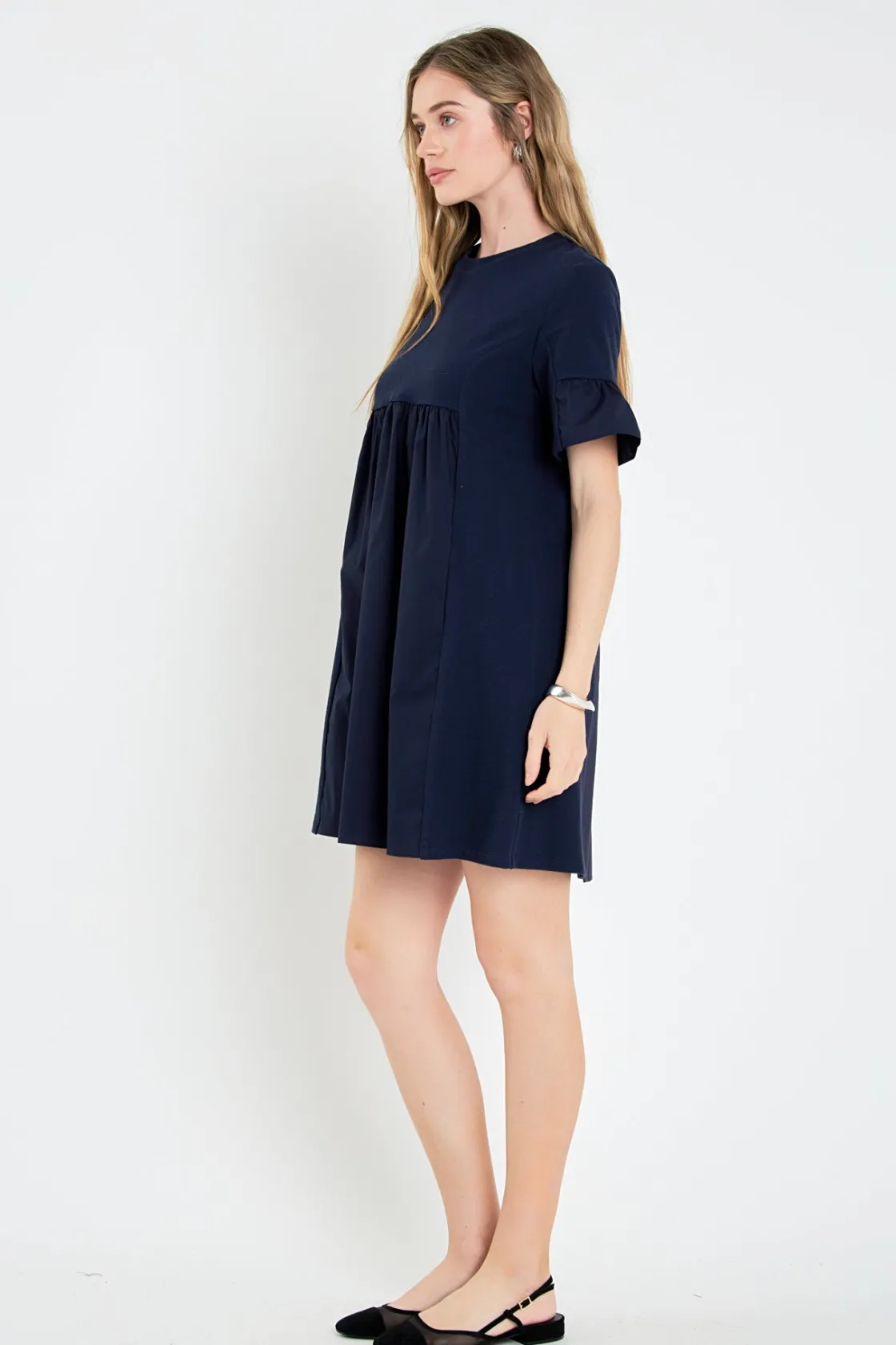 english_factory__mixed_me_26-1.webp ENGLISH FACTORY Tops*- Mixed Media Ruffled Short-Sleeve Mini Dress