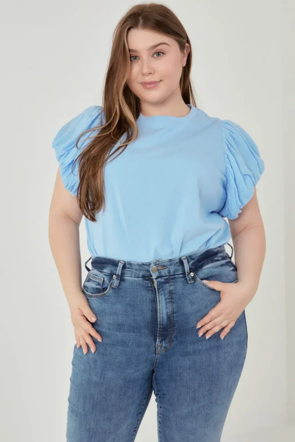 ENGLISH FACTORY Tops*- Mixed Media T-shirt POWDERBLUE
