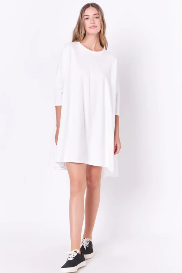 ENGLISH FACTORY Tops*- Mixed Media High & Low Mini Dress