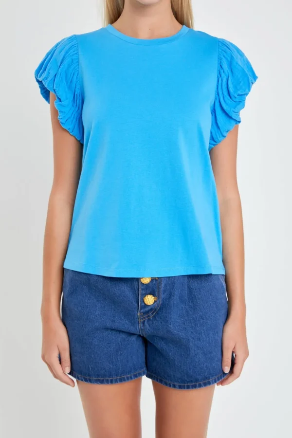 ENGLISH FACTORY Tops*- Mixed Media T-shirt