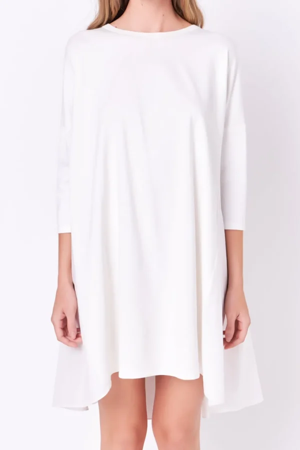 ENGLISH FACTORY Tops*- Mixed Media High & Low Mini Dress