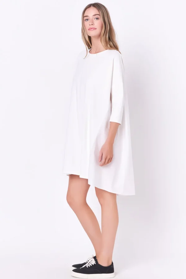 ENGLISH FACTORY Tops*- Mixed Media High & Low Mini Dress