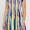 ENGLISH FACTORY Tops*- Multi Stripe Midi Dress BLUEMULTI