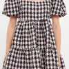 ENGLISH FACTORY Tops*- Multi Tweed Puff Sleeve Mini BLACK/PINK
