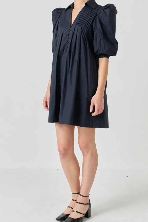ENGLISH FACTORY Tops*- Noir Elegance Dress NAVY