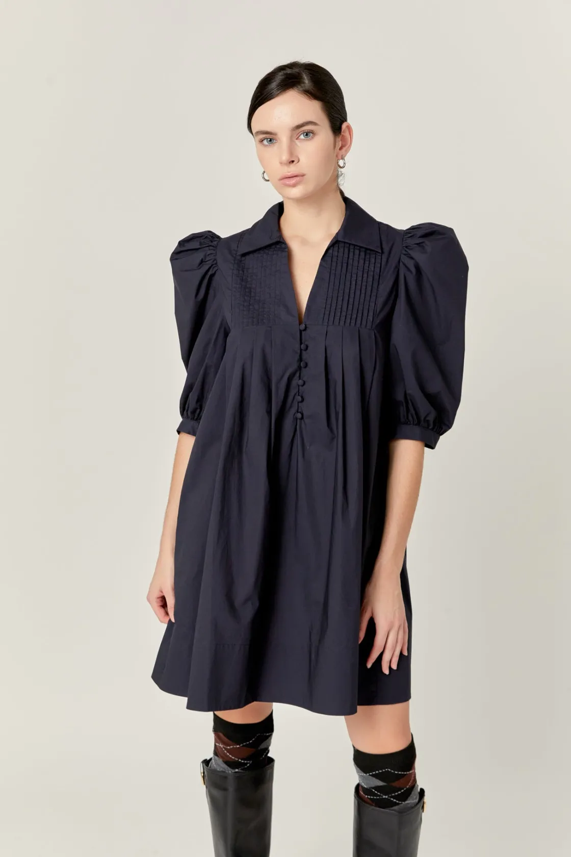 english_factory__noir_ele_3.webp ENGLISH FACTORY Tops*- Noir Elegance Dress NAVY