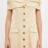 ENGLISH FACTORY Tops*- Off Shoulder Linen Dress IVORY