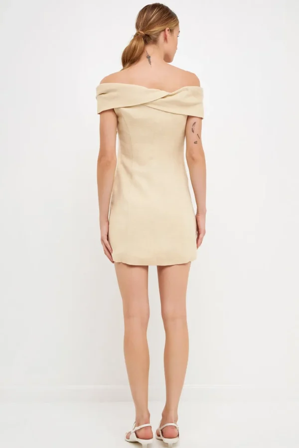 ENGLISH FACTORY Tops*- Off Shoulder Linen Dress IVORY